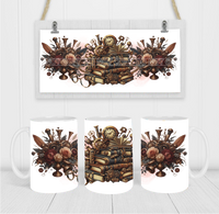 Steampunk Stacked Books - Coffee Mug Wrap - Sublimation Transfers