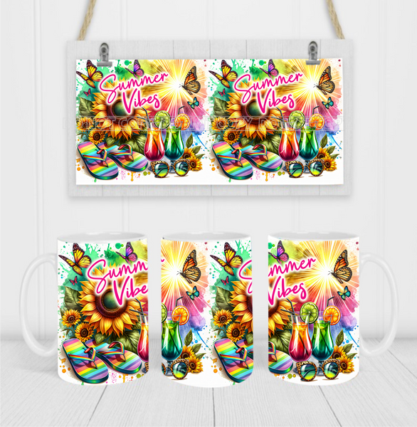 Summer Vibes - Coffee Mug Wrap - Sublimation Transfers