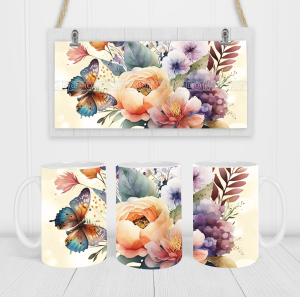 Vintage Floral - Coffee Mug Wrap - Sublimation Transfers