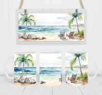 Beach Scene - Coffee Mug Wrap - Sublimation Transfers