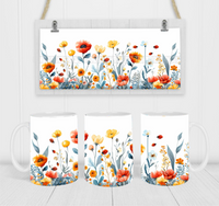 Floral with Ladybugs - Coffee Mug Wrap - Sublimation Transfers