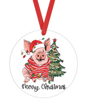 Country Pig - Christmas Ornament -  UV DTF Decals