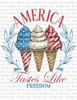 America Tastes Like Freedom - Waterslide, Sublimation Transfers