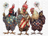 Patriotic Chickens - Waterslide, Sublimation Transfers