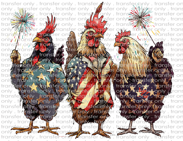 Patriotic Chickens - Waterslide, Sublimation Transfers