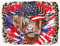 Patriotic Highlander Cow - Waterslide, Sublimation Transfers