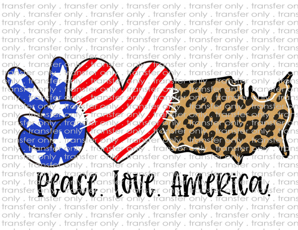 Peace Love America Leopard - Waterslide, Sublimation Transfers