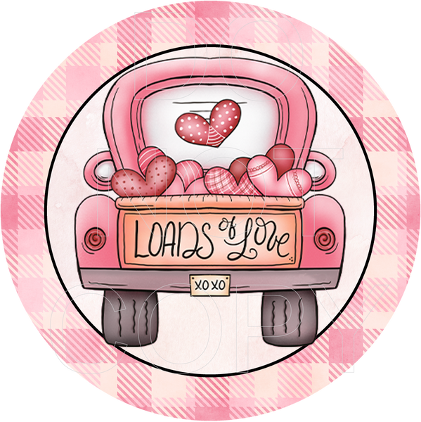 Valentine's Loads Of Love - Round Template Transfers for Coasters