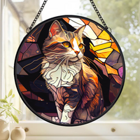 Calico Cat - Stained Glass Effect - Clear Vinyl Transfer