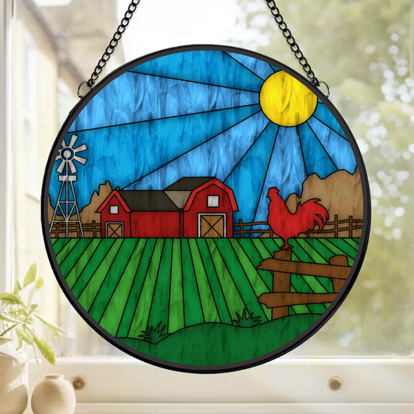 Farm Barnyard - Stained Glass Effect - Clear Vinyl Transfer