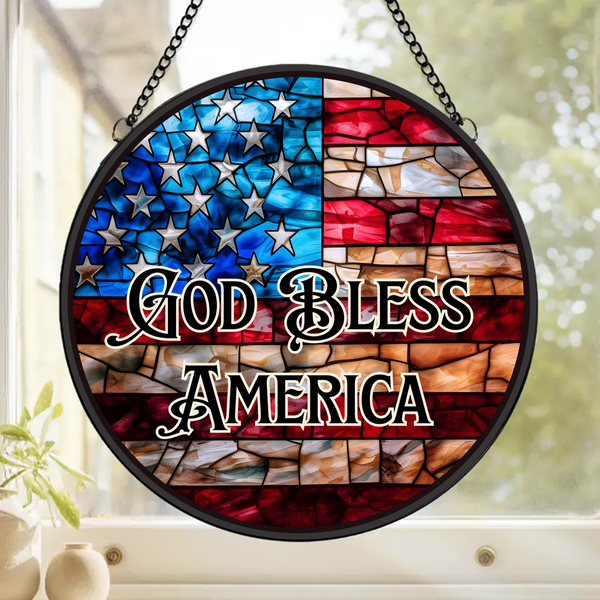 God Bless America - Stained Glass Effect - Clear Vinyl Transfer