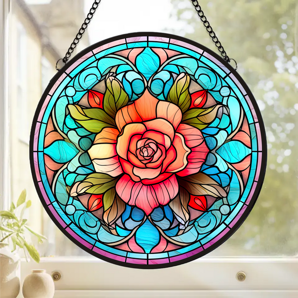 Floral - Stained Glass Effect - Clear Vinyl Transfer