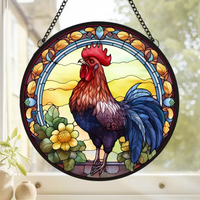 Country Rooster - Stained Glass Effect - Clear Vinyl Transfer