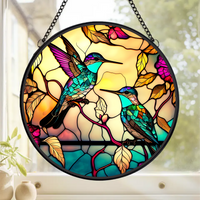 Hummingbirds - Stained Glass Effect - Clear Vinyl Transfer