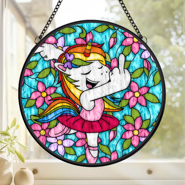 Sassy Unicorn - Stained Glass Effect - Clear Vinyl Transfer