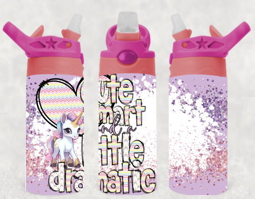 Cute Smart & A Little Dramatic Unicorn - 12 oz Tumbler Wrap - Vinyl Transfers