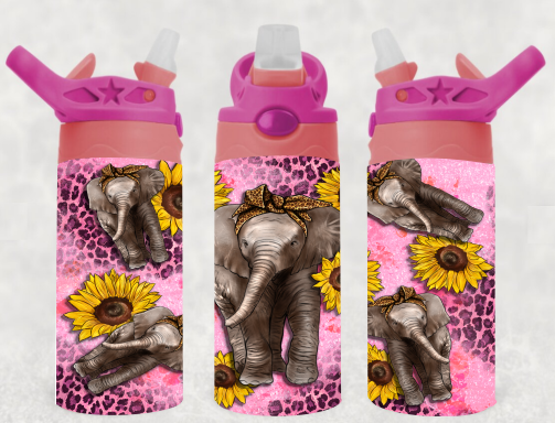 Elephant & Sunflowers - 12 oz Tumbler Wrap Sublimation Transfers