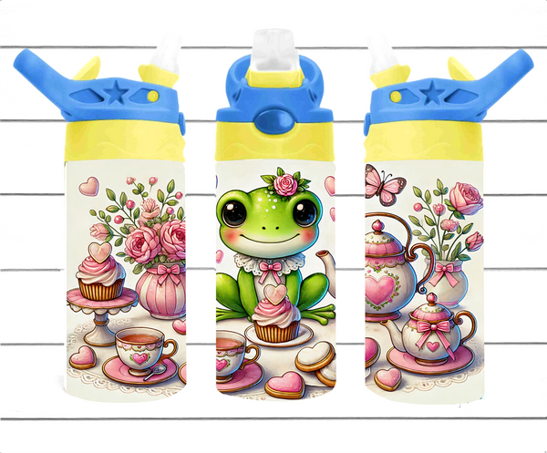 Frog Tea Party - 12 oz Tumbler Wrap - Vinyl Transfers