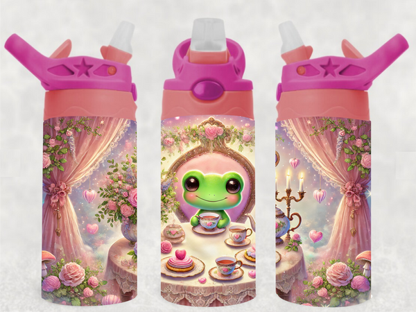 Frog Tea Party - 12 oz Tumbler Wrap - Vinyl Transfers