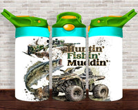 Huntin' Fishin' Muddin' - 12 oz Tumbler Wrap - Vinyl Transfers