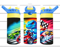 Racing Dino - 12 oz Tumbler Wrap - Vinyl Transfers