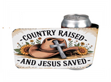 Country Raised & Jesus Saves - 12 oz Can Holders & Slap Wrap - Sublimation Transfers