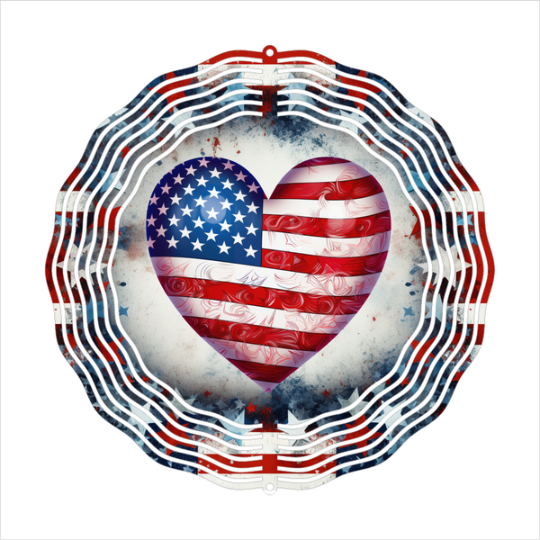 American Flag Heart - Wind Spinner - Sublimation Transfers