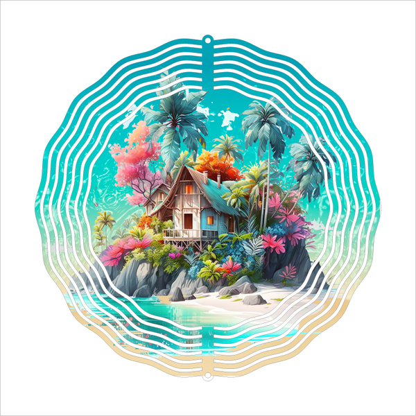 Beach Hut - Wind Spinner - Sublimation Transfers