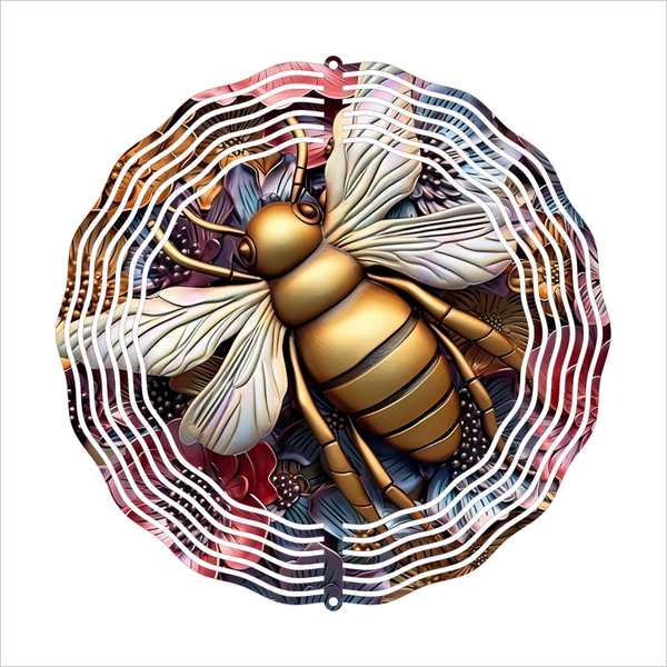 3D Metal Effect Honeybee - Wind Spinner - Sublimation Transfers