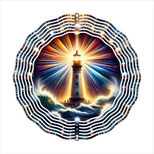 Vibrant Lighthouse - Wind Spinner - Sublimation Transfers