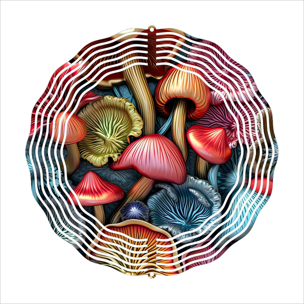 3D Metal Effect Mushrooms - Wind Spinner - Sublimation Transfers