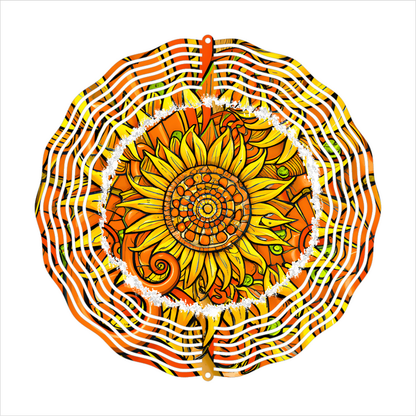 Bright Sunflower Abstract - Wind Spinner - Sublimation Transfers