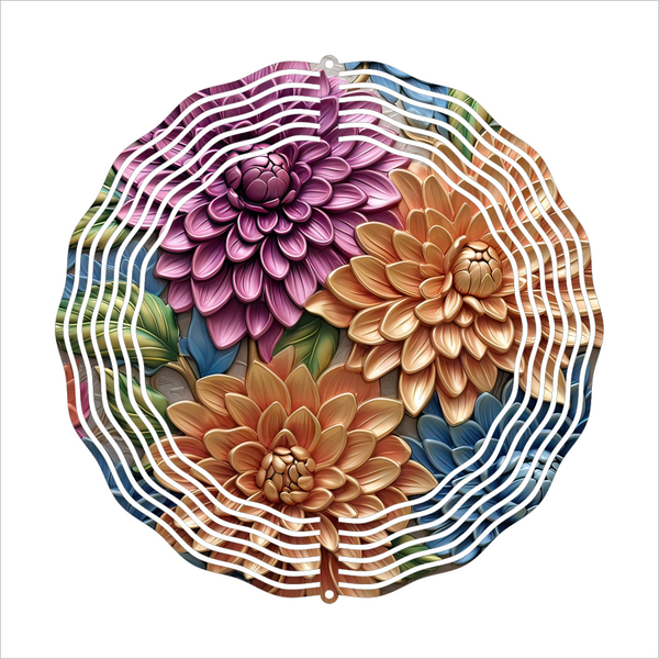 3D Metal Effect Flowers - Wind Spinner - Sublimation Transfers