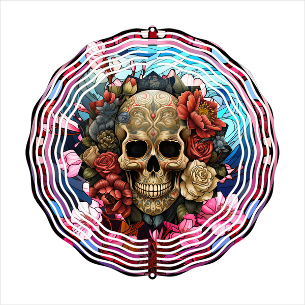 Floral Skull - Wind Spinner - Sublimation Transfers