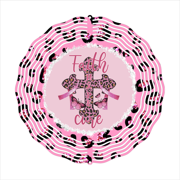 Faith Cure Pink Ribbon - Wind Spinner - Sublimation Transfers