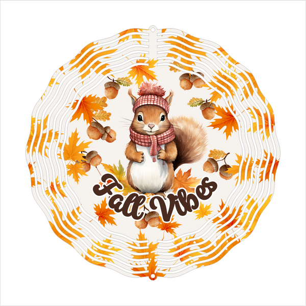 Fall Vibes Squirrel - Wind Spinner - Sublimation Transfers