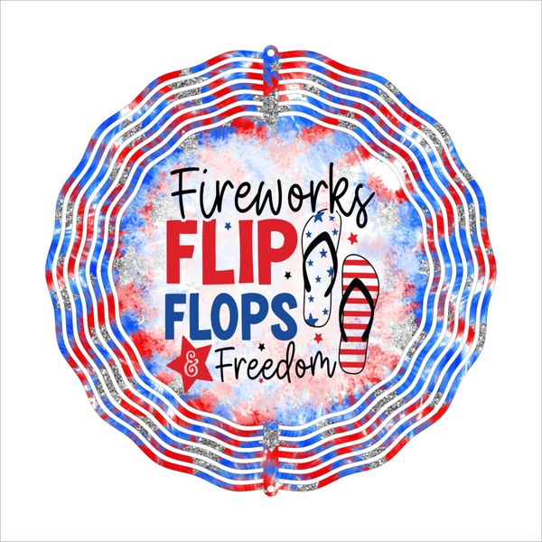 Fireworks Flip Flops Freedom - Wind Spinner - Sublimation Transfers