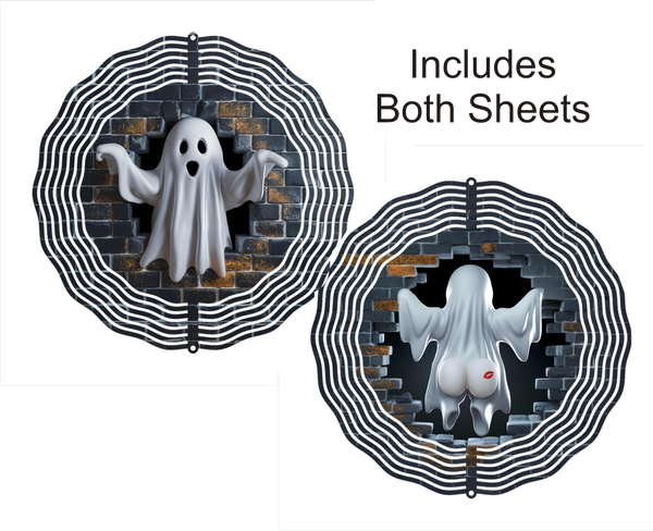 2 pc. - Halloween Ghost - Wind Spinner - Sublimation Transfers