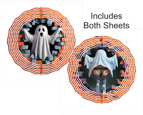 2 pc. - Halloween Ghost - Wind Spinner - Sublimation Transfers