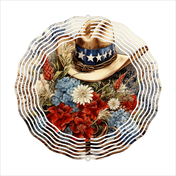 Patriotic Cowboy Hat - Wind Spinner - Sublimation Transfers