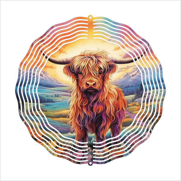 Highlander Cow - Wind Spinner - Sublimation Transfers