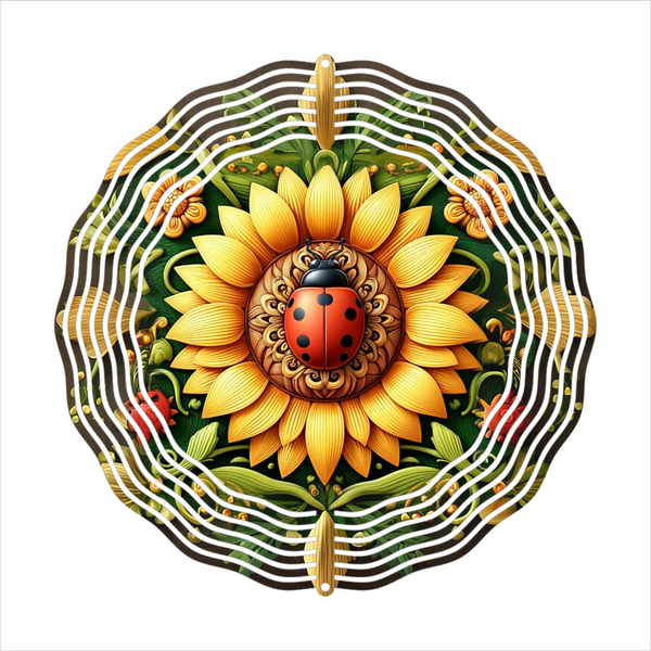 Ladybug on Sunflower - Wind Spinner - Sublimation Transfers