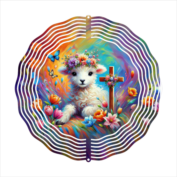 Lamb By Cross - Wind Spinner - Sublimation Transfers