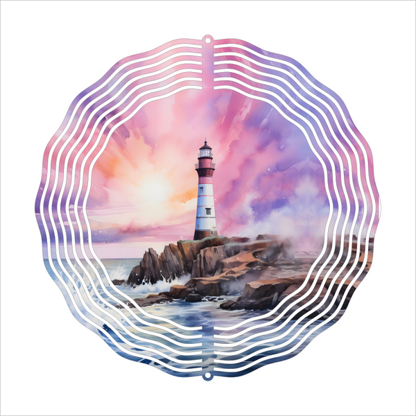 Lighthouse Sunset - Wind Spinner - Sublimation Transfers