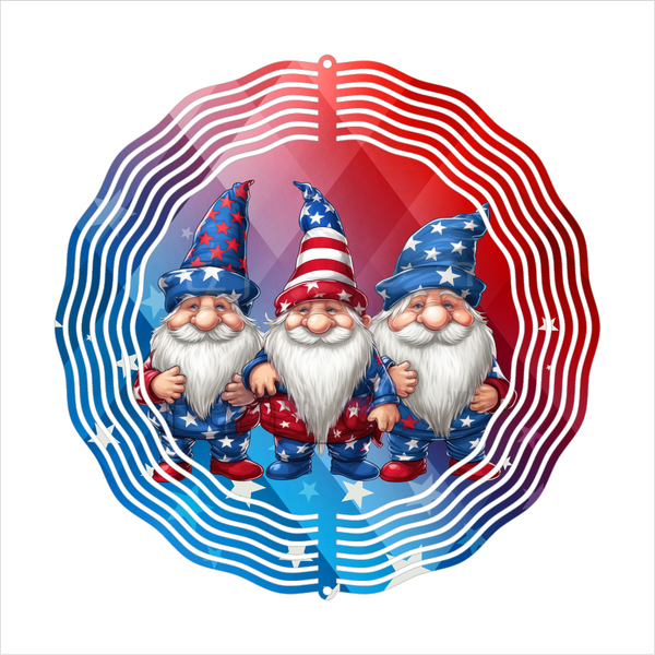 Patriotic Gnomes - Wind Spinner - Sublimation Transfers