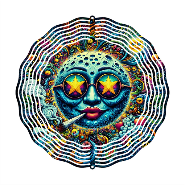 Psychedelic Moon- Wind Spinner - Sublimation Transfers