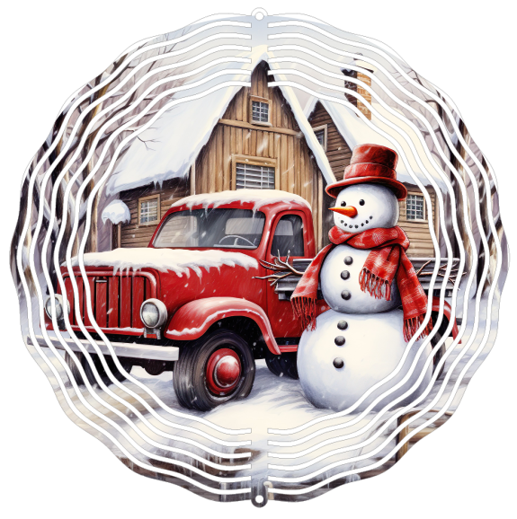 Vintage Truck & Snowman - Wind Spinner - Sublimation Transfers