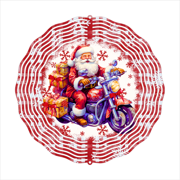 Biker Santa - Wind Spinner - Sublimation Transfers