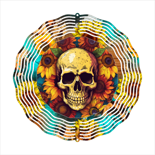 Floral Skull - Wind Spinner - Sublimation Transfers