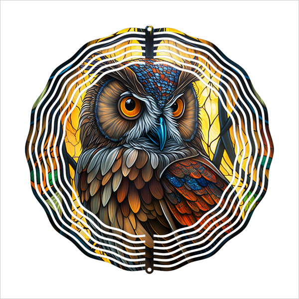 Stained Glass Owl - Wind Spinner - Sublimation Transfers